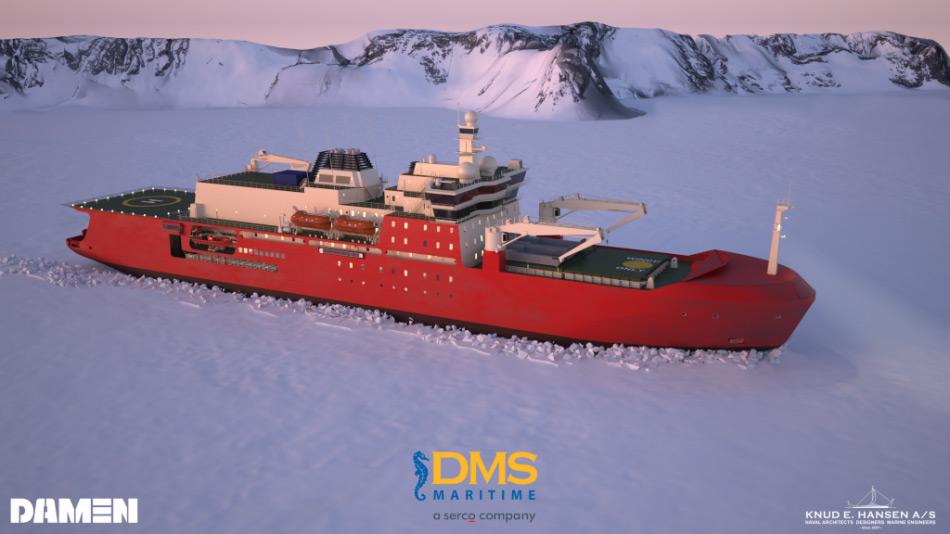 Eine Grafik des neuen australischen Eisbrechers im Eis (Bild: Damen/DMS/Knud E Hansen A/S)